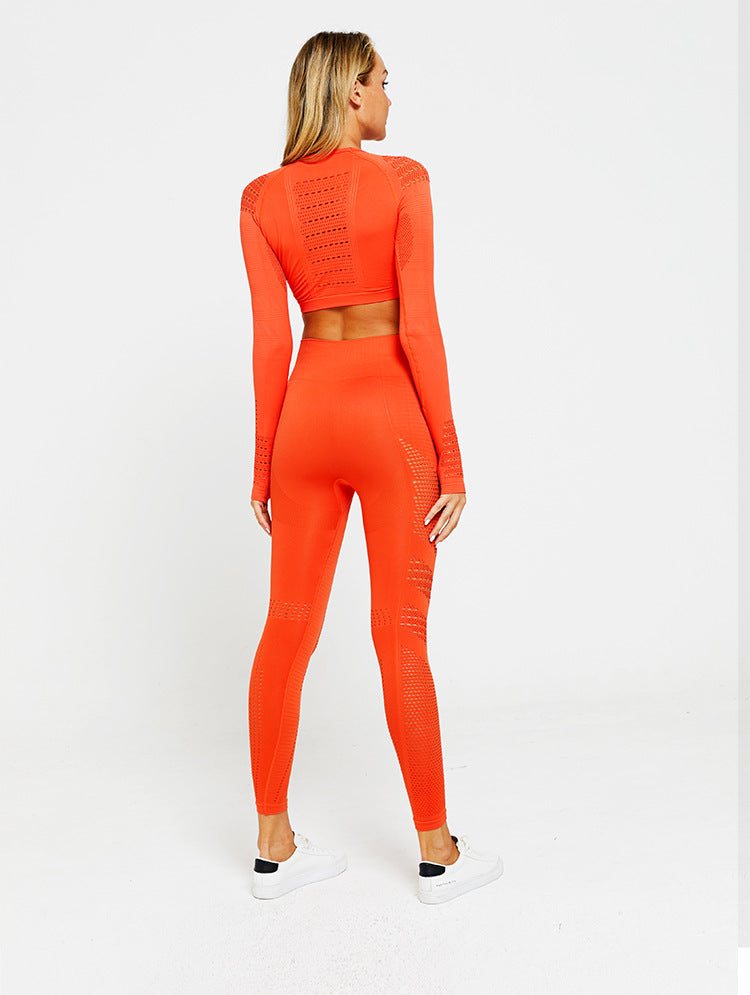 2 Piece Sports Yoga Gym Fitness Athletic Pants Sportswear Leggings Long Sleeve Seamless Sports Hollow Out Top Set The Clothing Company Sydney