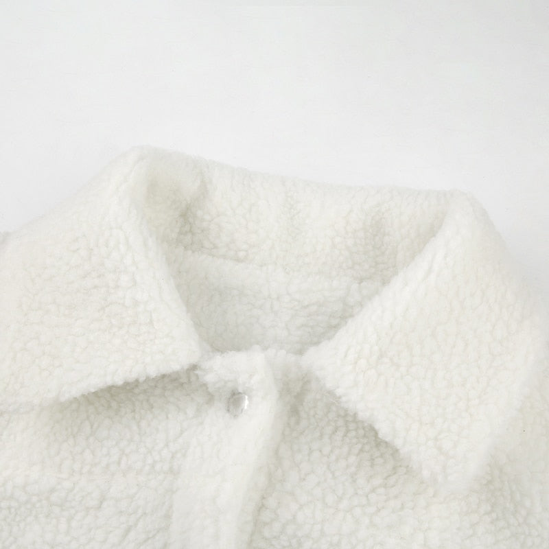 Autumn Winter Coat Women's Fleece Shaggy Warm Cropped Overcoat Single Breasted Outwear Jacket The Clothing Company Sydney