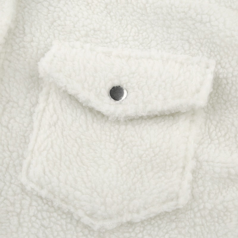 Autumn Winter Coat Women's Fleece Shaggy Warm Cropped Overcoat Single Breasted Outwear Jacket The Clothing Company Sydney