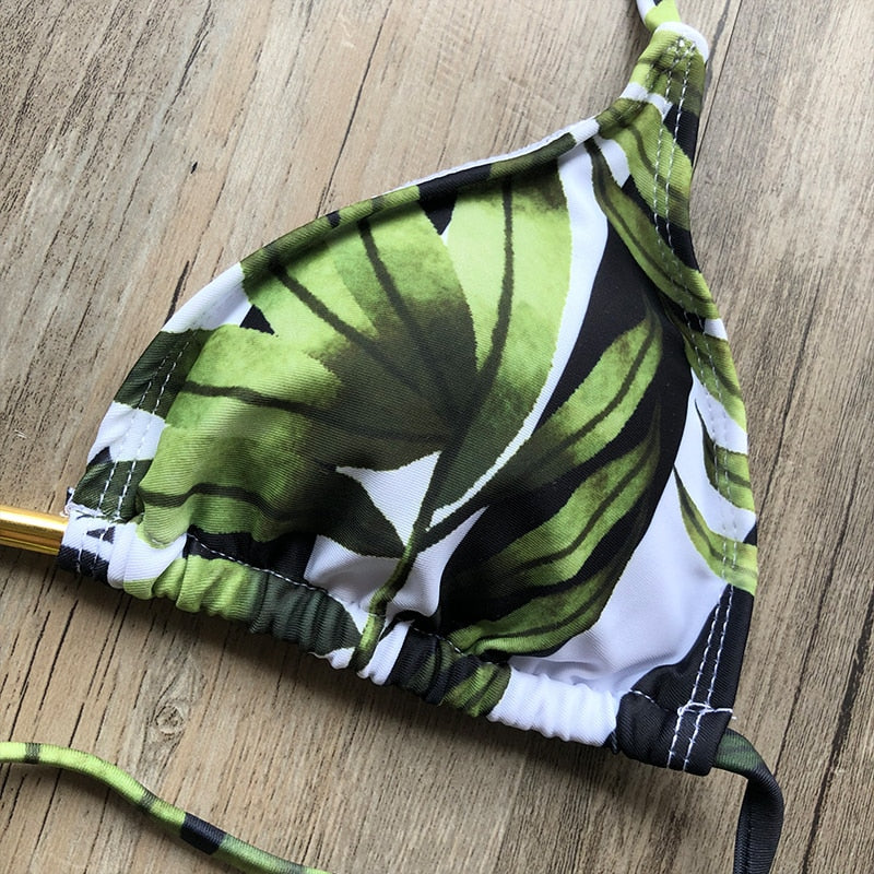 Floral print tassel swimwear Bandage swimsuit push up two pieces suit triangle bikini set bathing suit beach wear The Clothing Company Sydney