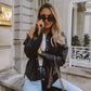 Streetwear Black PU Leather Blouse Women Cardigan Buttons Fashion Women's Shirt Top Long Sleeve Jacket The Clothing Company Sydney