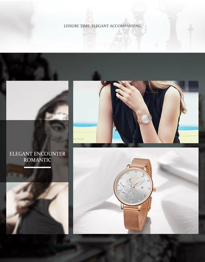 Luxury Crystal Watch Top Brand Rose Gold Steel Mesh Ladies Wrist Watches Bracelet Watch The Clothing Company Sydney