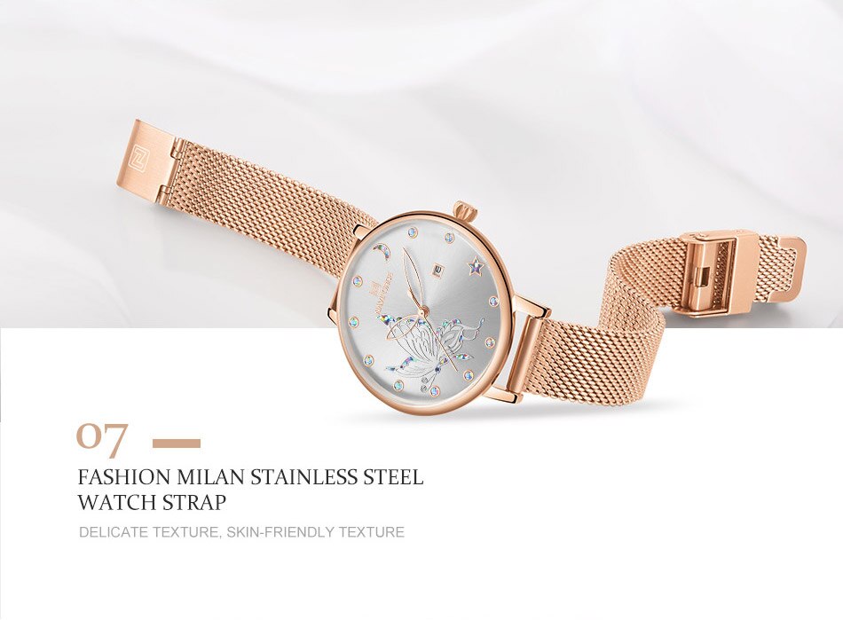 Luxury Crystal Watch Top Brand Rose Gold Steel Mesh Ladies Wrist Watches Bracelet Watch The Clothing Company Sydney