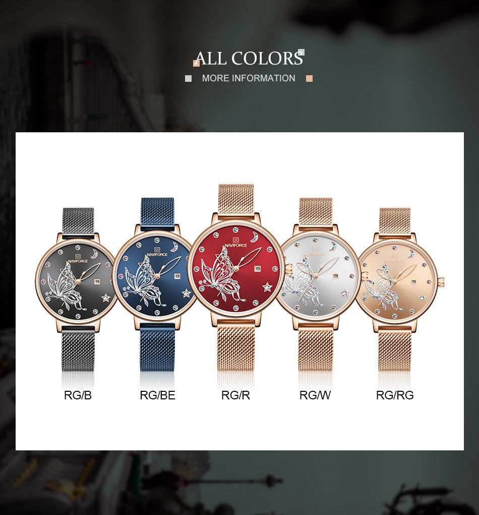 Luxury Crystal Watch Top Brand Rose Gold Steel Mesh Ladies Wrist Watches Bracelet Watch The Clothing Company Sydney