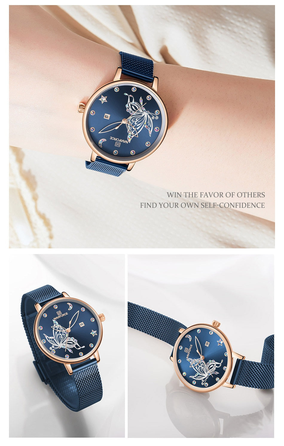 Luxury Crystal Watch Top Brand Rose Gold Steel Mesh Ladies Wrist Watches Bracelet Watch The Clothing Company Sydney