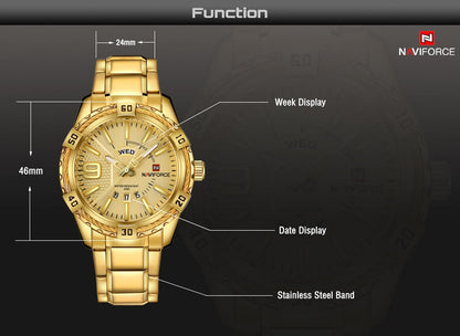 Luxury Brand  Men's Gold Watches Men's Waterproof Stainless Steel Quartz Watch The Clothing Company Sydney
