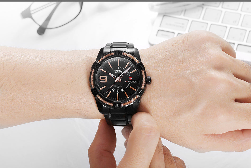 Luxury Brand  Men's Gold Watches Men's Waterproof Stainless Steel Quartz Watch The Clothing Company Sydney