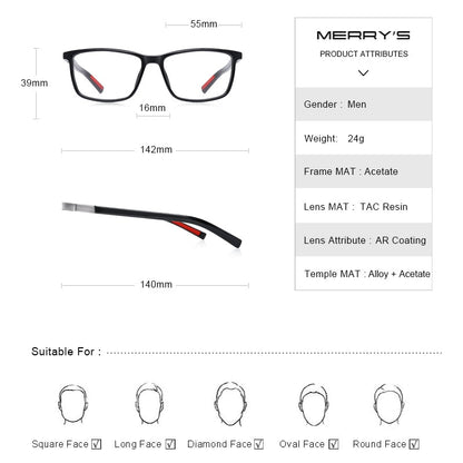 Designer Men's Luxury Acetate Myopia Prescription Eyeglasses Spring Hinge Silicone Temple Tip Glasses Frames The Clothing Company Sydney