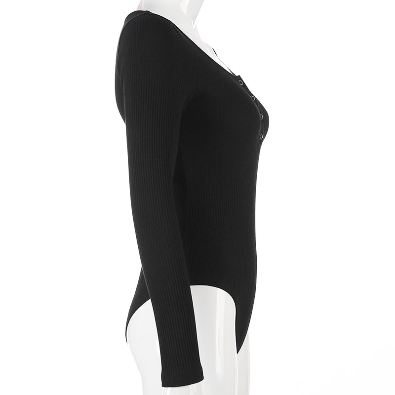 Autumn winter skinny button up long sleeve bodysuit The Clothing Company Sydney