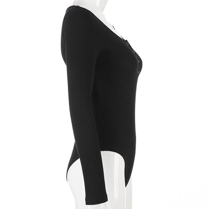 Autumn winter skinny button up long sleeve bodysuit The Clothing Company Sydney