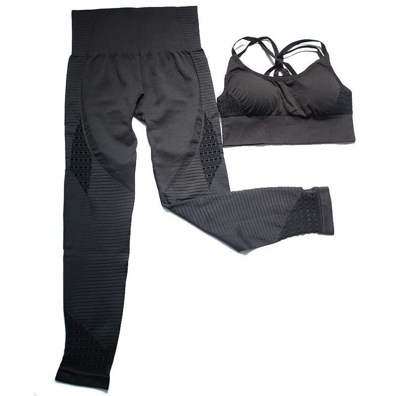 2 Piece Sports Gym Fitness Lifting Pants Sportswear Leggings Padded Push-up Seamless Sports Bra Top Set The Clothing Company Sydney