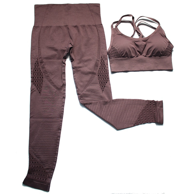 2 Piece Sports Gym Fitness Lifting Pants Sportswear Leggings Padded Push-up Seamless Sports Bra Top Set The Clothing Company Sydney