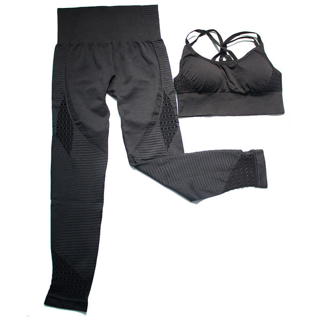 2 Piece Sports Gym Fitness Lifting Pants Sportswear Leggings Padded Push-up Seamless Sports Bra Top Set The Clothing Company Sydney