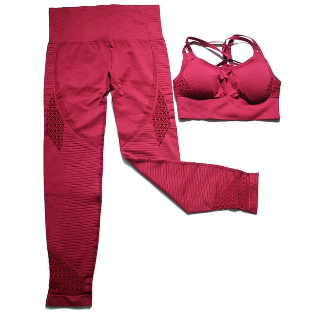 2 Piece Sports Gym Fitness Lifting Pants Sportswear Leggings Padded Push-up Seamless Sports Bra Top Set The Clothing Company Sydney