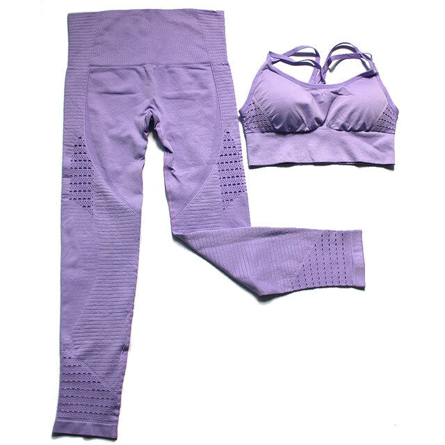 2 Piece Sports Gym Fitness Lifting Pants Sportswear Leggings Padded Push-up Seamless Sports Bra Top Set The Clothing Company Sydney