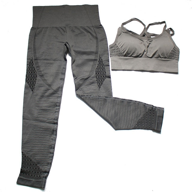 2 Piece Sports Gym Fitness Lifting Pants Sportswear Leggings Padded Push-up Seamless Sports Bra Top Set The Clothing Company Sydney