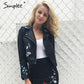 Embroidery faux leather coat Motorcycle zipper wine red leather jacket women Fashion cool outerwear winter jacket The Clothing Company Sydney