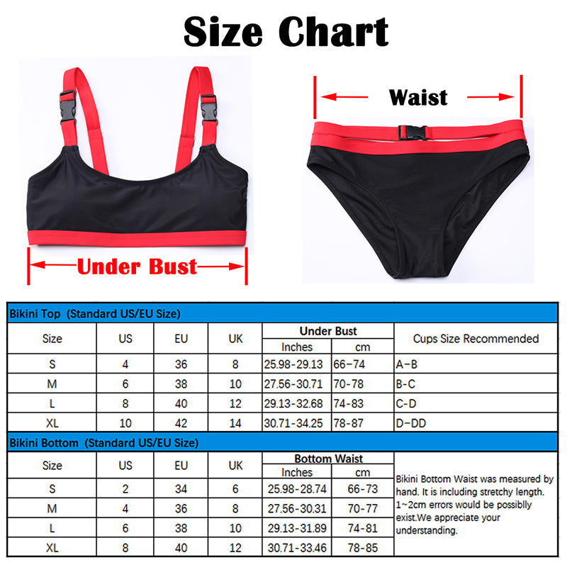 2 Piece Bandage Bralette Top High Cut Swimsuit  Black Red Swimwear Bikini The Clothing Company Sydney