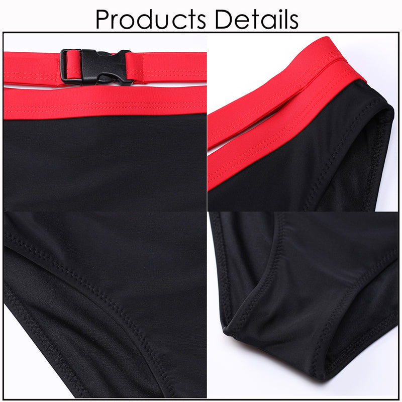 2 Piece Bandage Bralette Top High Cut Swimsuit  Black Red Swimwear Bikini The Clothing Company Sydney