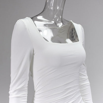 Backless Sexy White Long Sleeve Square Collar Bodycon Lacing Party Dress Summer Club Mini Dress The Clothing Company Sydney