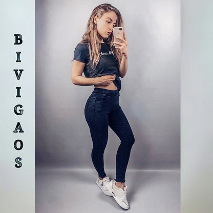 Spring Embroidered Letters Washed Jeans Leggings Skinny Slim Woven Pencil Pants Jeans Jeggings The Clothing Company Sydney