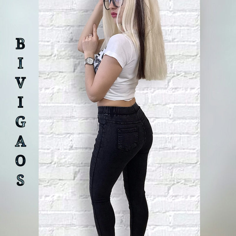 Spring Embroidered Letters Washed Jeans Leggings Skinny Slim Woven Pencil Pants Jeans Jeggings The Clothing Company Sydney