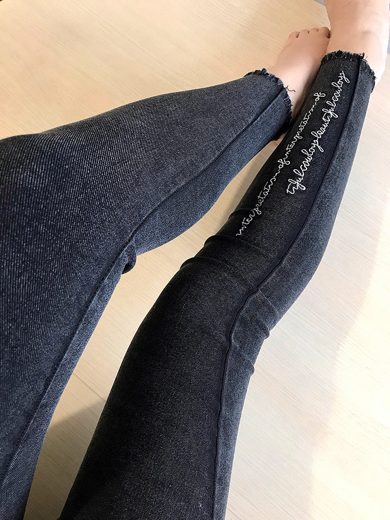 Spring Embroidered Letters Washed Jeans Leggings Skinny Slim Woven Pencil Pants Jeans Jeggings The Clothing Company Sydney