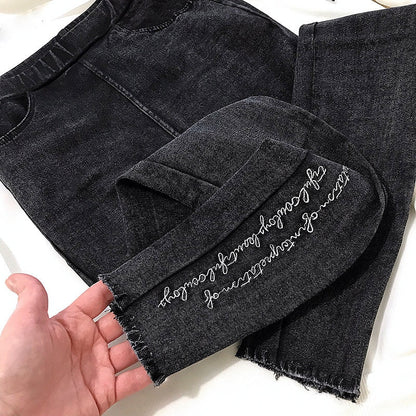 Spring Embroidered Letters Washed Jeans Leggings Skinny Slim Woven Pencil Pants Jeans Jeggings The Clothing Company Sydney