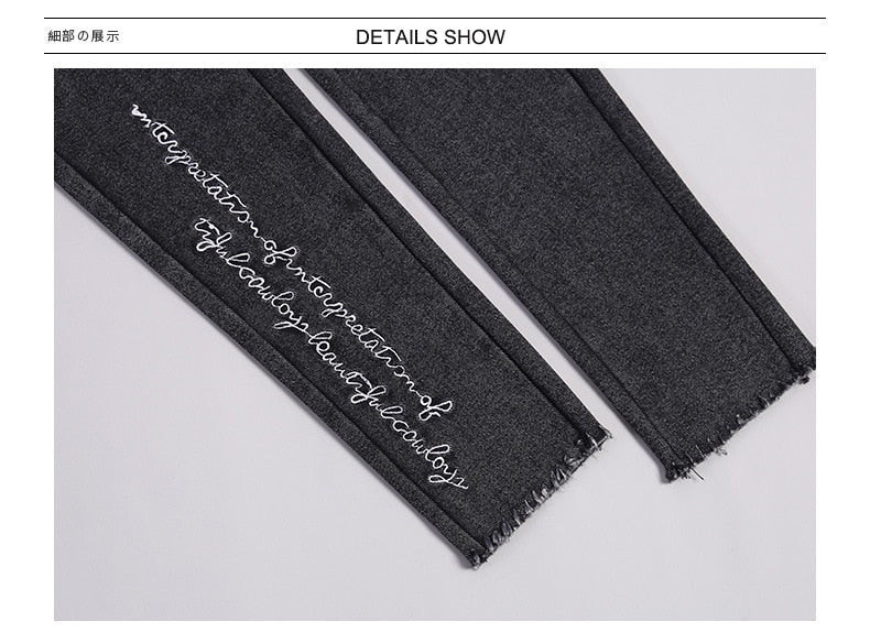 Spring Embroidered Letters Washed Jeans Leggings Skinny Slim Woven Pencil Pants Jeans Jeggings The Clothing Company Sydney
