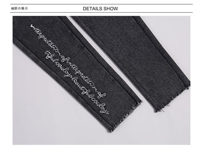 Spring Embroidered Letters Washed Jeans Leggings Skinny Slim Woven Pencil Pants Jeans Jeggings The Clothing Company Sydney