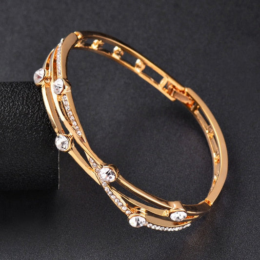 Charm Cubic Zirconia Hollow Bangle Cuff Rose Gold Silver Colour Jewellery Bracelets The Clothing Company Sydney