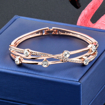 Charm Cubic Zirconia Hollow Bangle Cuff Rose Gold Silver Colour Jewellery Bracelets The Clothing Company Sydney