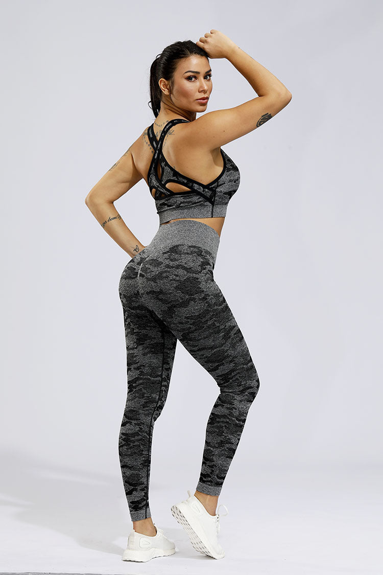 2 Piece Sports Yoga Gym Fitness Camo Athletic Pants Sportswear Leggings Seamless Active Bra Top Set The Clothing Company Sydney