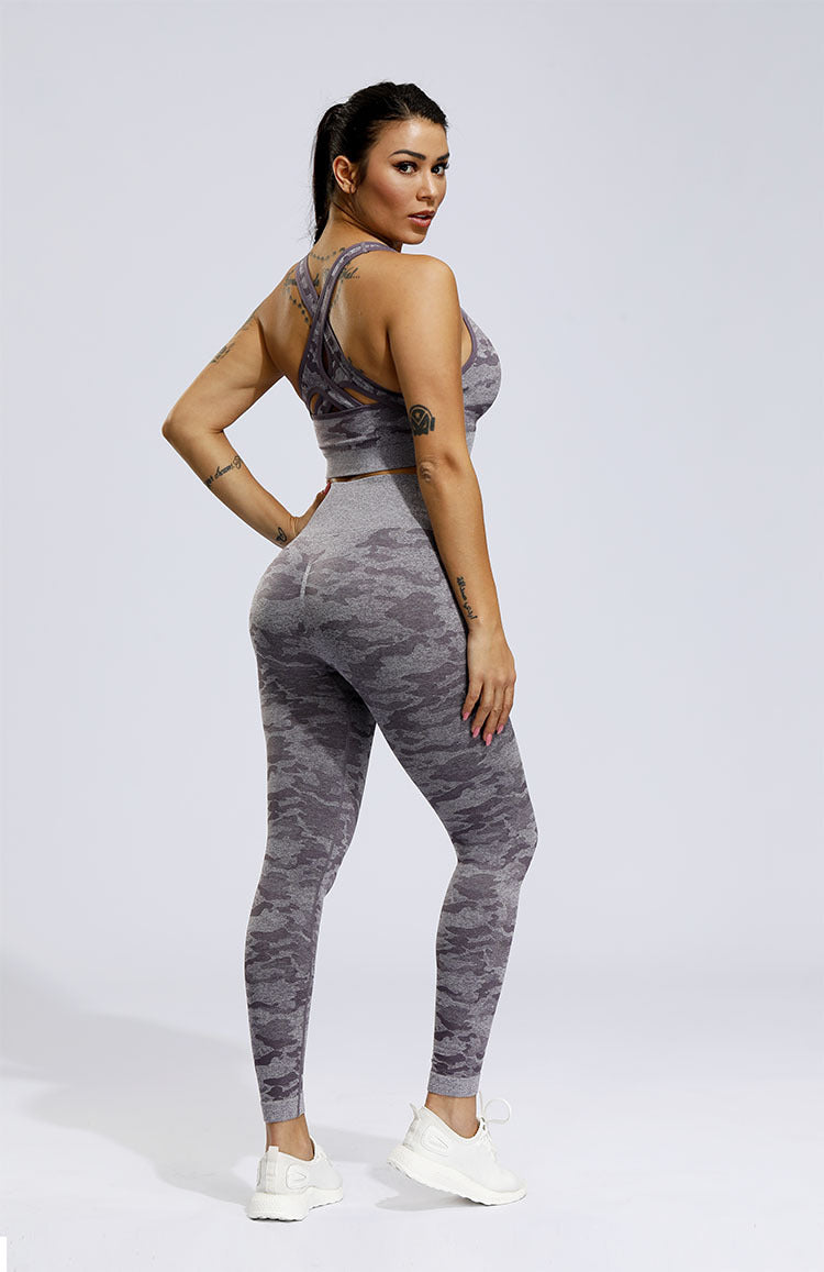 2 Piece Sports Yoga Gym Fitness Camo Athletic Pants Sportswear Leggings Seamless Active Bra Top Set The Clothing Company Sydney