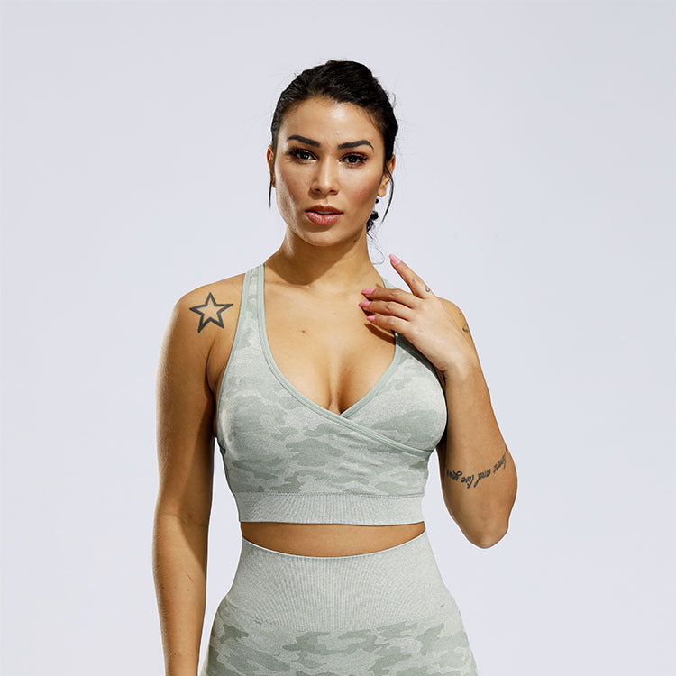 2 Piece Sports Yoga Gym Fitness Camo Athletic Pants Sportswear Leggings Seamless Active Bra Top Set The Clothing Company Sydney