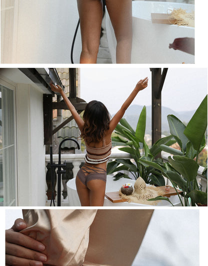 Back Crossing Bandage Hollow Out Lace Edge Seamless Underwear Women Transparent Lingerie Solid Briefs Thong Sexy Panties The Clothing Company Sydney