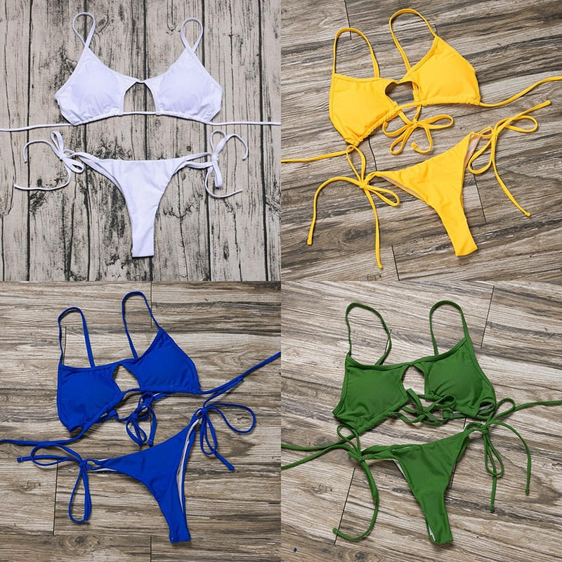 2 Piece Push Up Bra Top Padded String Thong Bikini Low Waist Swimsuit Swimwear The Clothing Company Sydney