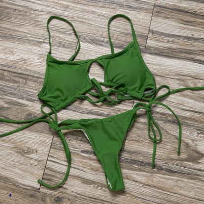 2 Piece Push Up Bra Top Padded String Thong Bikini Low Waist Swimsuit Swimwear The Clothing Company Sydney