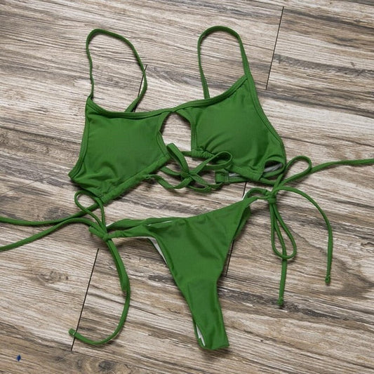 2 Piece Push Up Bra Top Padded String Thong Bikini Low Waist Swimsuit Swimwear The Clothing Company Sydney
