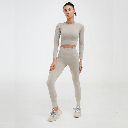 2 Piece Yoga Gym Fitness Athletic Sportswear Leggings Seamless Sports Activewear  Long Sleeve Top Set The Clothing Company Sydney