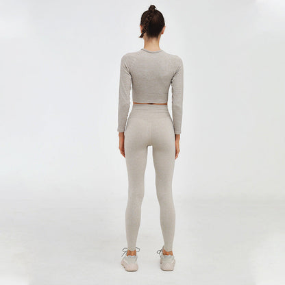 2 Piece Yoga Gym Fitness Athletic Sportswear Leggings Seamless Sports Activewear  Long Sleeve Top Set The Clothing Company Sydney