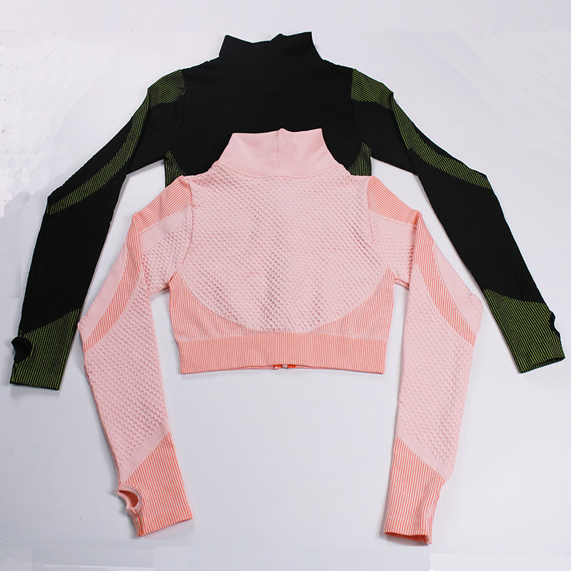 2 Piece Sports Yoga Gym Fitness Leggings Sportswear Seamless Athletic Long Sleeve Zip Up Top Set The Clothing Company Sydney