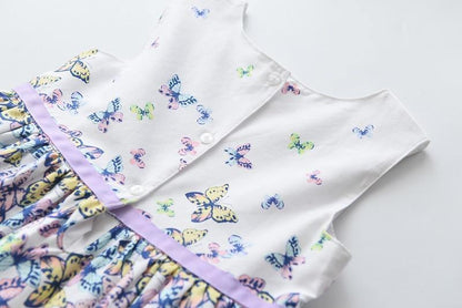 Summer Brand New Floral Lace Silk Dress Fashion Girls Round Neck Flying Sleeve Dress The Clothing Company Sydney