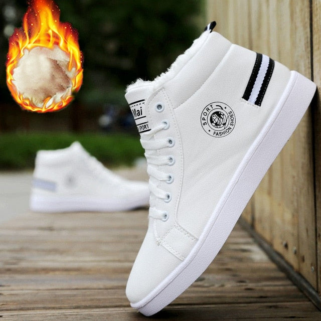 Black/white waterproof warm plush shoes ankle High Cut Sneaker boots The Clothing Company Sydney