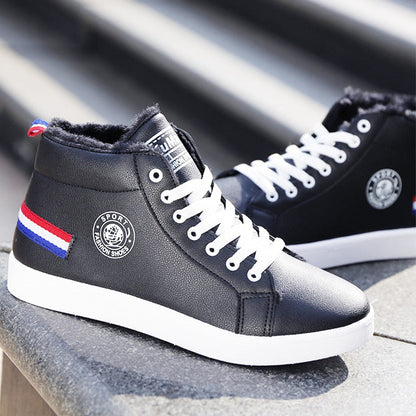 Black/white waterproof warm plush shoes ankle High Cut Sneaker boots The Clothing Company Sydney
