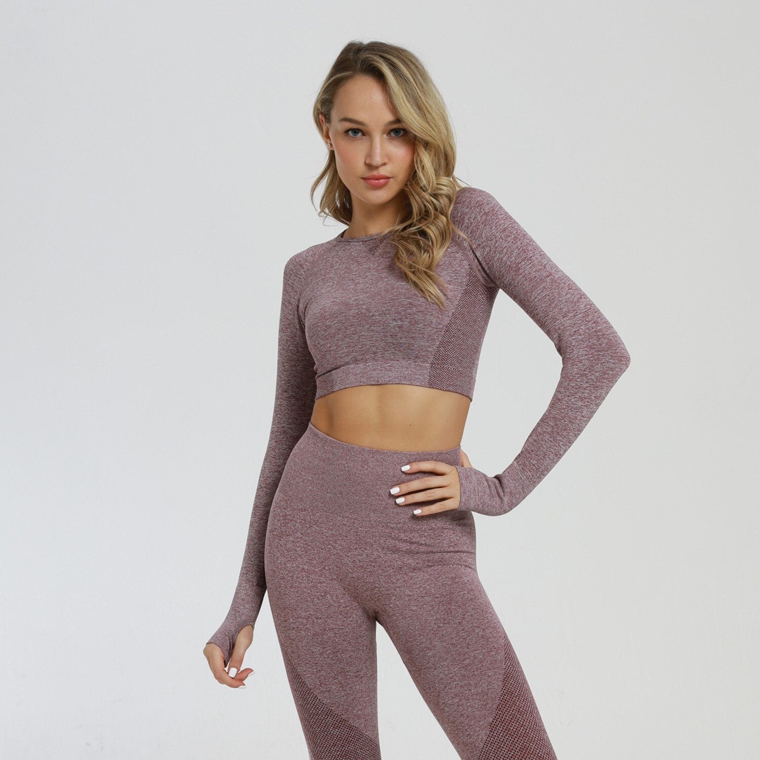 2 Piece Sports Yoga Sets Gym Fitness Athletic Pants Leggings Sportswear Seamless Long Sleep Top Set The Clothing Company Sydney