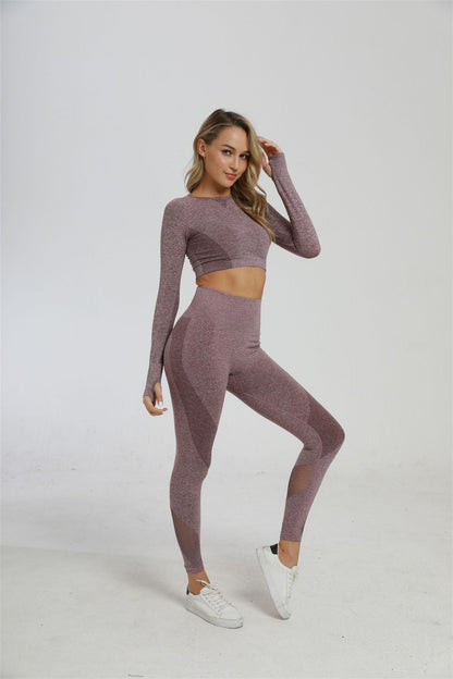 2 Piece Sports Yoga Sets Gym Fitness Athletic Pants Leggings Sportswear Seamless Long Sleep Top Set The Clothing Company Sydney