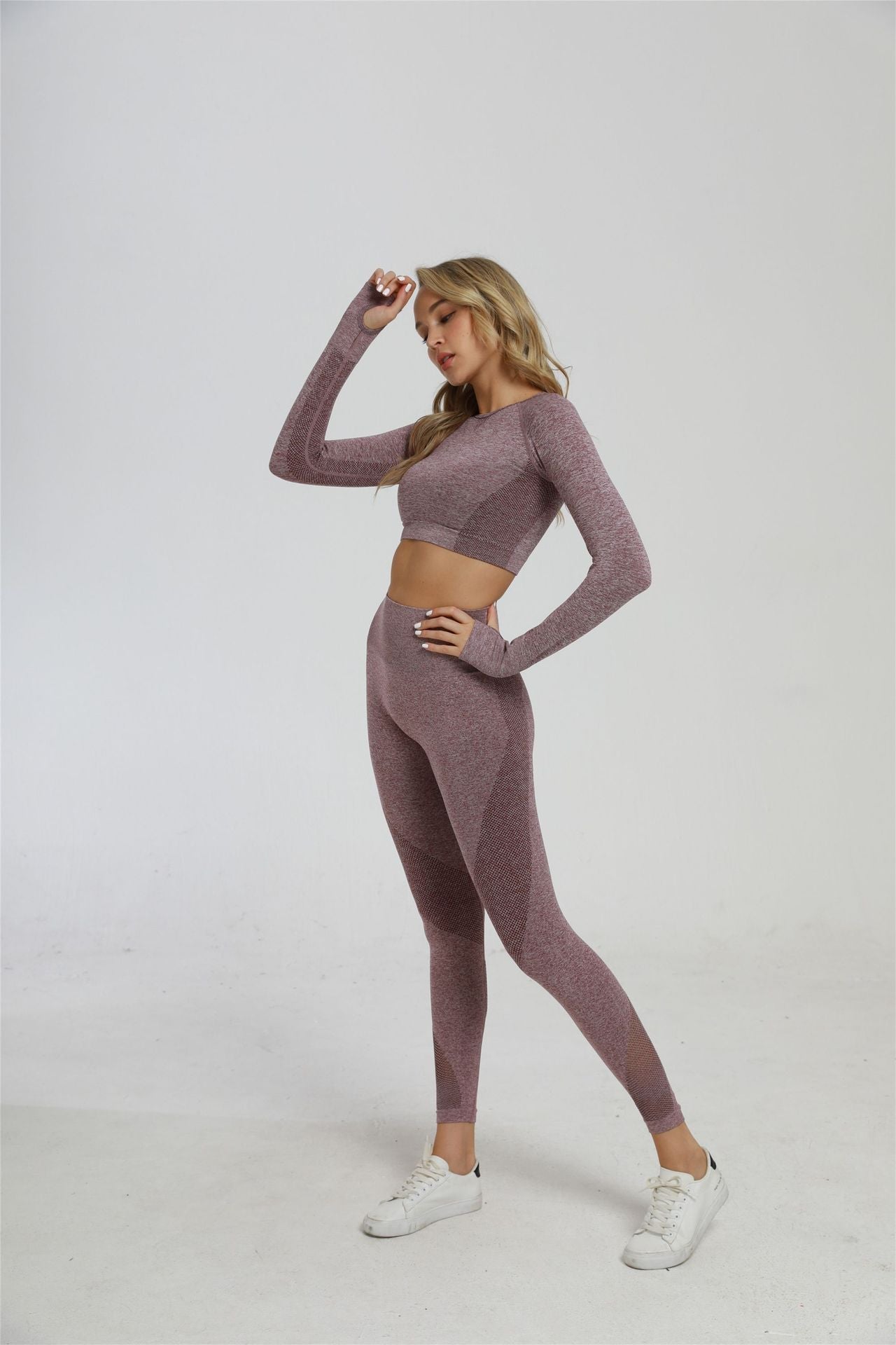 2 Piece Sports Yoga Sets Gym Fitness Athletic Pants Leggings Sportswear Seamless Long Sleep Top Set The Clothing Company Sydney
