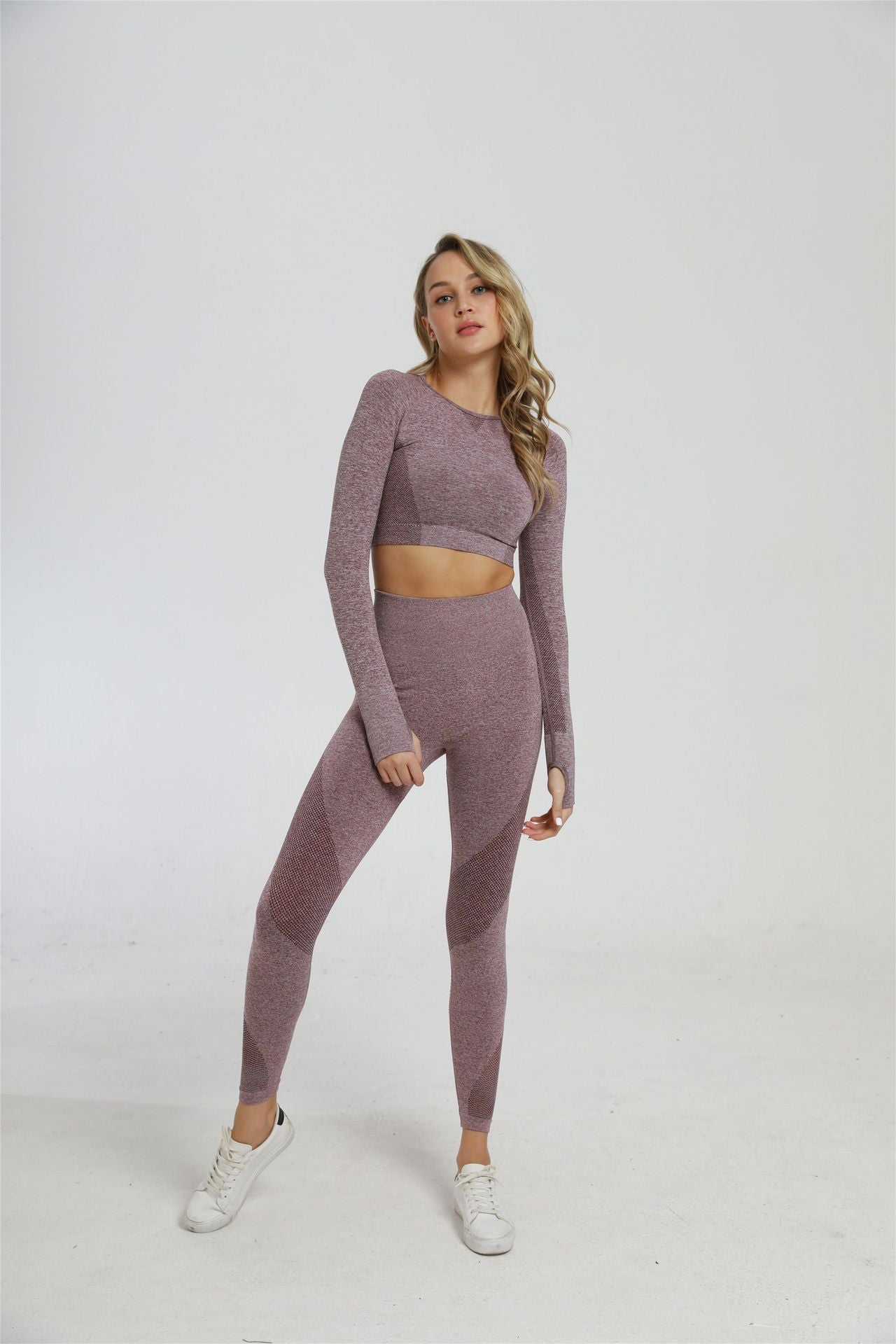 2 Piece Sports Yoga Sets Gym Fitness Athletic Pants Leggings Sportswear Seamless Long Sleep Top Set The Clothing Company Sydney