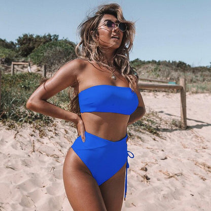 2 Piece High Waist Bandage Swimsuit Push Up Bikini Set Off Shoulder Bathing Suits Summer Beach Wear Swimwear The Clothing Company Sydney